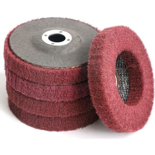 Hot YO-5Pcs 4 Inch Nylon Fiber Flap Disc Polishing Grinding Wheel,Scouring Pad Buffing Wheel for Angle Grinder