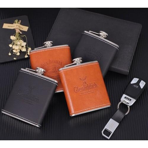 Pocket Portable Stainless Steel Wine Bottle 7 oz Wine Glass Whiskey Bottle Mini Beverage Alcohol Bottle 7oz / ounce