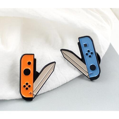 Creative Pencil Sharpener Enamel Brooch Positive Negative Energy Knife Game Cartoon Clothes Lapel Pins Children Cartoon Badge