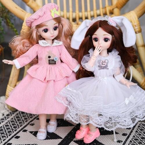 12Inch BJD Dolls Clothes Kawaii Cute Pretty Dolls With Long Tulle Wedding Dress Surprise Toys Gift For Daughter Girls