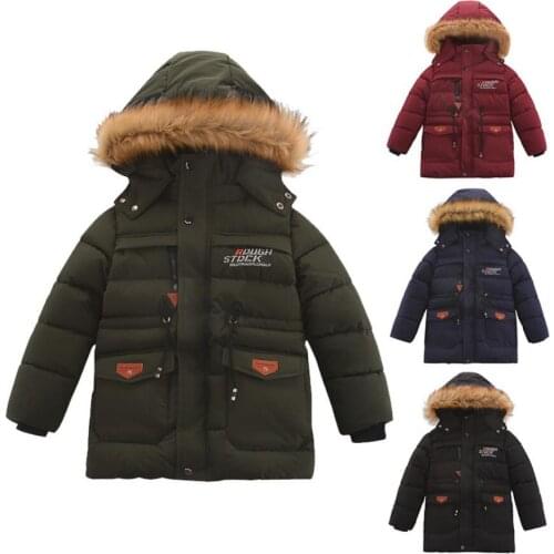 New Boys Jacket 2021 Winter Jackets Kids Warm Hooded Zipper Outwear Coat For Boy Clothes Costume 5- 12 Y