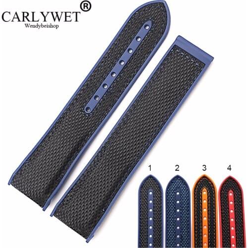 CARLYWET 20 22mm Wholesale Hot Sell Rubber Silicone With Nylon Replacement Watch Band Strap Belt For Planet Ocean 45 42mm