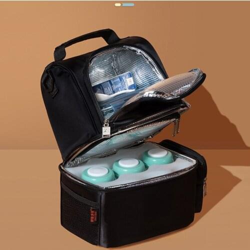 Multifunction Lunch Bags Double Layer Food Thermal Shoulder Pouch Children Picnic Handbags Office Worker Bring Meal Accessories