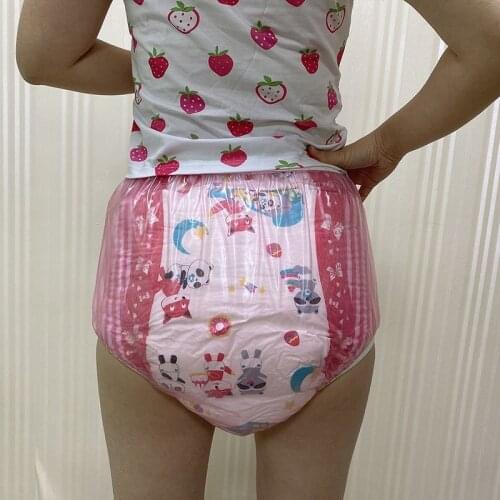 ABDL adult diaper pvc reusable baby pant diapers onesize plastic bikini bottoms DDLG adult baby new underwear pink blue diapers