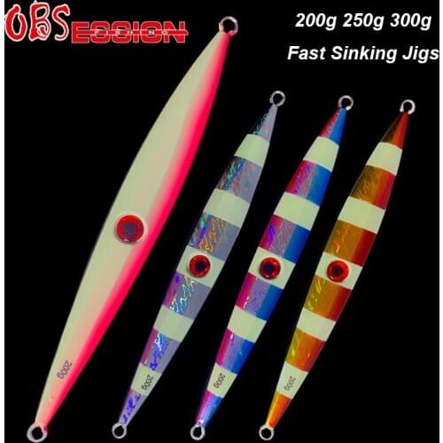 OBSESSION 200g250g300g Fast Sinking Fall Jigs Hard Metal Lead Fishing Lure Saltwater Luminous Saltwater Long Cast Fishing Tackle