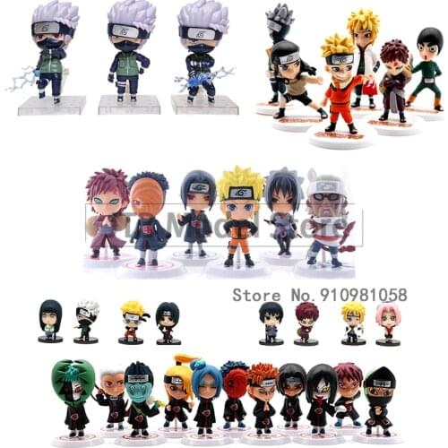 Naruto Q Version Anime Figure Uzumaki Naruto Uchiha Sasuke 6-9cm PVC Hatake Kakashi Haruno Sakura Action Gift Doll Free Shipping