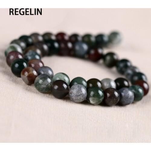 REGELIN Natural Stone Smooth Indian Agat Round Loose Beads Strand 4mm 6mm 8mm 10mm12mm 14mm Pick Size For Jewelry Making