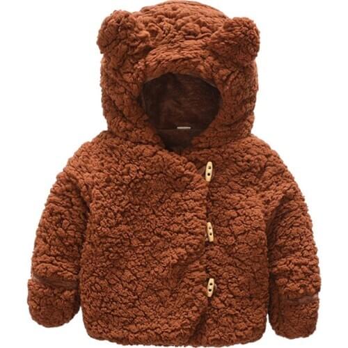 0-2 Year Baby Boy Clothes High Quality Thick Warm Baby Jacket Cute Plush Bear Girls Coat Autumn Winter Hooded Children Outerwear