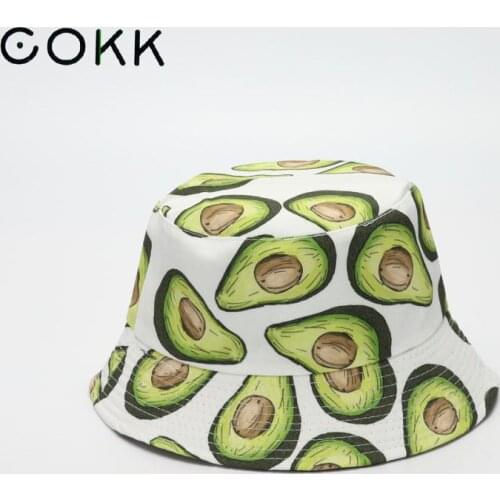 COKK Summer Bucket Hat For Men Women Unisex Fashion Fruit Print Cotton Bob Panama Cap Foldable Girls Sun Hat Beach Fisherman Hat
