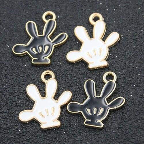 10pcs 18*20mm New Fashion Alloy Charms Black and White Palm Oil Drop Pendant For DIY Jewelry Material