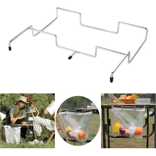 Sturdy Trash Bag Holder Stainless Steel Garbage Bag Hanging Rack Picnic Outdoor Indoor Waste Bins Dustbin Table Frame Hanger