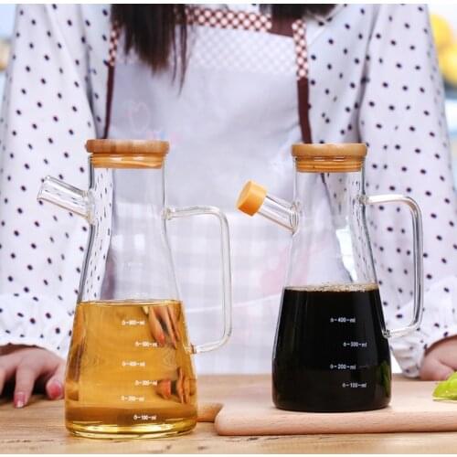 Transparent Glass Oil Bottle, with Handle Oil Bottle, Suitable for Kitchen Tool Soy Vinegar Sauce Container