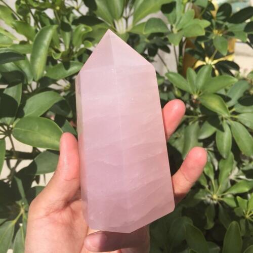 About 500 g drop shipping Natural rose quartz Crystal gemstone point reiki healing chakra rock quartz crystal wand decoration