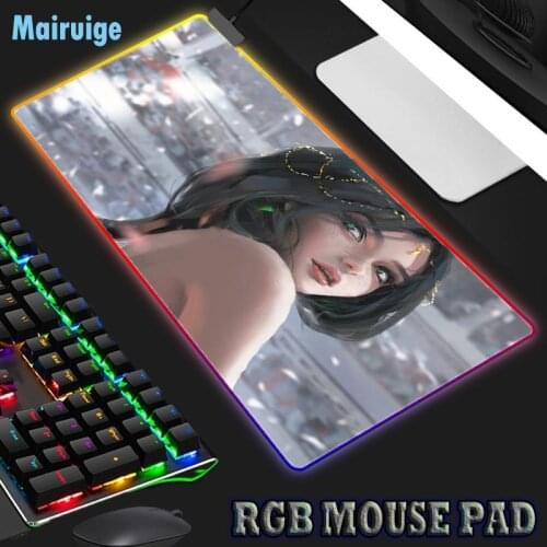 Mairuige Ghost Knife Campanula Princess Anime Rubber Non-slip RGB Mouse Pad Gaming Accessories Desk Mat PC Laptop Xxl