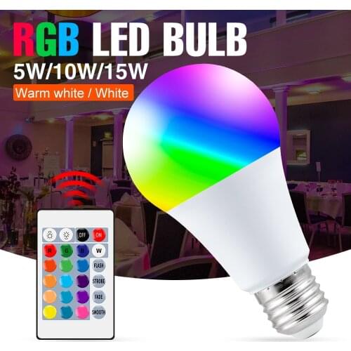 RGB Bulb E27 LED RGBW Light Bulb Light 5W 10W 15W Lampada 85-265V Bombillas Colorful Changes RGB Smart Spotlight Home Magic Bulb