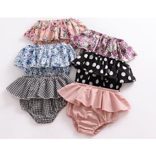 New Baby Girls Print Shorts Summer Childrens Cotton Ruffle Triangle Short WT572