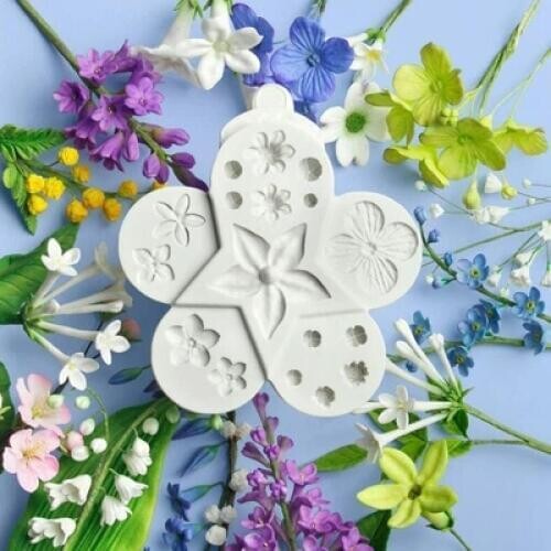 Silicone Fondant Mould Variety Flowers Molds Small Flower Shaped Mold Cake Decoration Baking DIY Chocolate Mould Resin Clay Moul