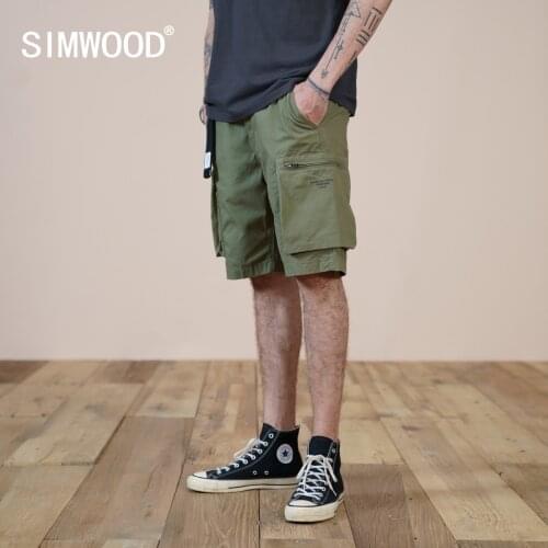 SIMWOOD 2021 Summer New Oversize Vintage Cargo Shorts Plus Size 100% Cotton Multi-Pockets Hip Hop Streetwear Plus Size Clothes