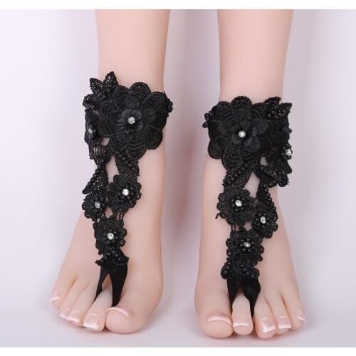 Wedding Foot Chain White Barefoot Sandals Beach Anklet Jewelry Wedding Shoe Lace