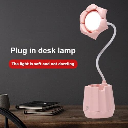 USB Recharge LED Reading Lights Touch Dimming Desk Lamp Eye Protection Learning Writing Light Pink Night Light for Girls Bedroom