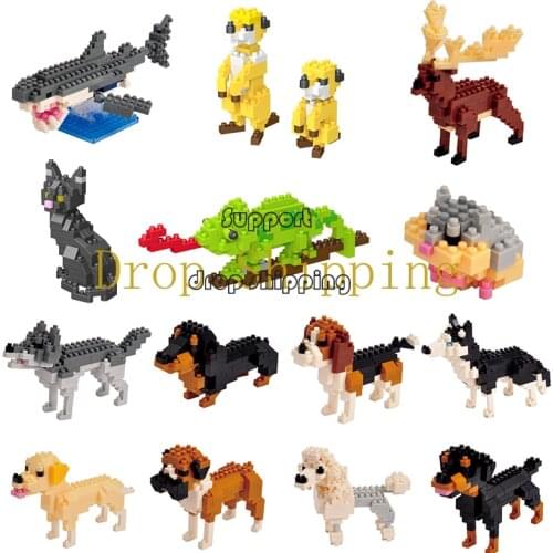 Wisehawk Mini Building Blocks Diamond Animal Model Bag Bricks Chameleon Mammoth Gorilla Series Toys for Children Gifts B27-B45