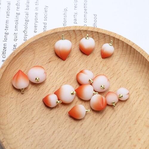 DIY Jewelry Findings Imitation Fruit Peach Shape Resin Charms 20pcs Ornament Accessory Summer Earring Necklace Bracelet Pendant