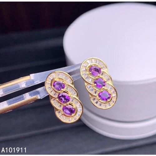 KJJEAXCMY boutique jewelry 925 sterling silver inlaid Amethyst fashion gemstone Womens earrings popular
