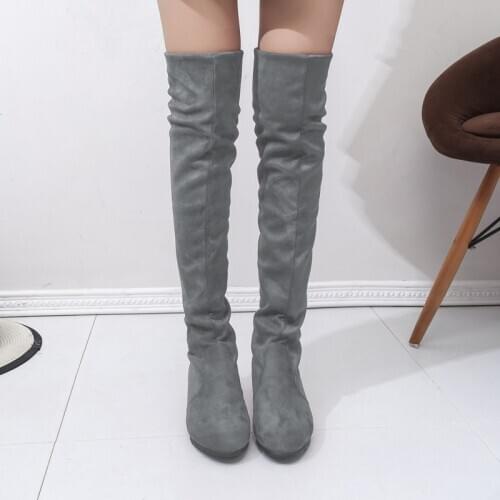 Womens High Boots Shoes Fashion Women Over The Knee Boots New Autumn Winter Flock Botas Feminina Thigh High Boots Ladies