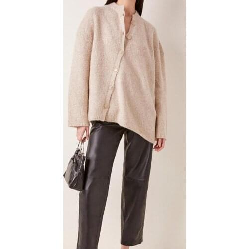 Women Sweater 2020 Autumn and Winter New Loose Diagonal Button Asymmetric Sweater