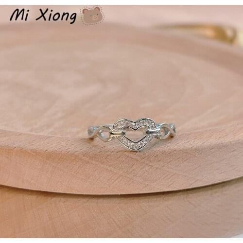 Mi Xiong Love Interwoven Sterling Silver 925 Rings for Women Luxury Engagement Wedding Elegant Classic Birthday Diamond Jewelry