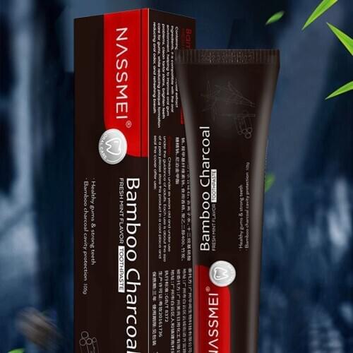 Black Activated Charcoal Whitening Toothpaste Freshens Breath Stain Remover