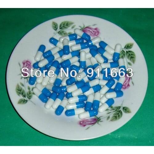 1# 1,000pcs,blue-white colored empty gelatin capsules sizes 1/gelatine hollow capsules( joined or seperated capsules available)