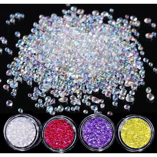 New 12 boxes/set Natural jade rhinestone Nail art Crystal Colorful irregular gravel stone Japanese style Nail Art DIY Decoration
