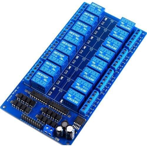 16 Channel 5V 12V 24VRelay Shield Module with Optocoupler LM2576 Power supply For Arduino