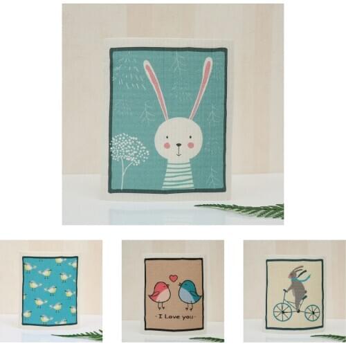 2pcs Swedish Dishcloths Quick-Dry Cleaning Rag Dish Cloth Wiping Napkin Absorbing Cloth Zero Waste Sustainable Products