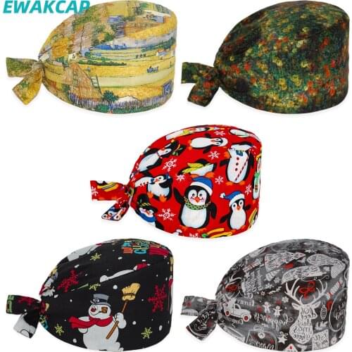 New Scrub Cap pure Cotton Adjustable Work Nursing Caps Uniform Accessories Dental Clinic Working Scrubs Hats for Women Wholesale