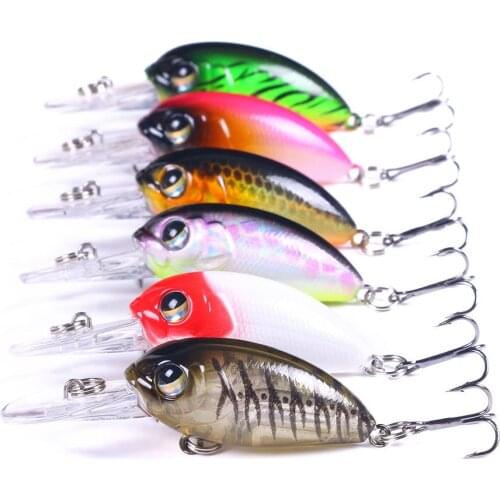 6pcs 6cm 5g Mini Crankbait Fishing Lure Topwater Artificial Japan Hard Bait Minnow Swimbait Trout Bass Carp Fishing 0.3-2m