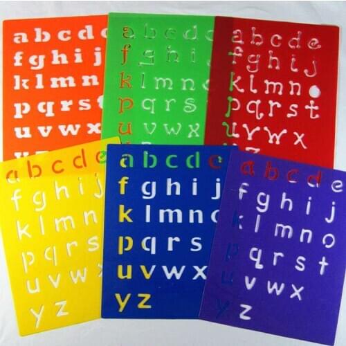 6pieces template tools tool Children Puzzle Early Painting Drawing Board Sketchpad Toy Lowercase English Stationery Template