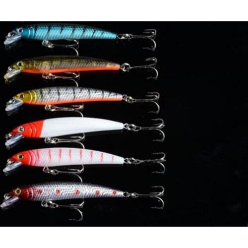 6 Pieces Plastic Minnow Hard Baits 7.5cm 5.6g Vibration Swim Wobbler Lure Pesca Swimbait Bass Sea Fishing Tackle