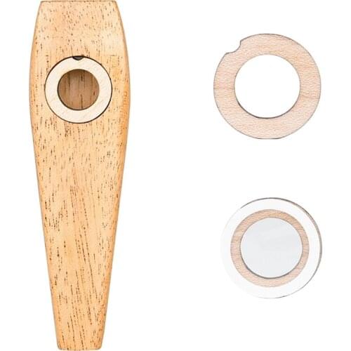 Wooden Kazoo Orff Instruments Ukulele Guitar Partner Wood Harmonica Kazoo with Flute Film for Adult Kids Kazoo
