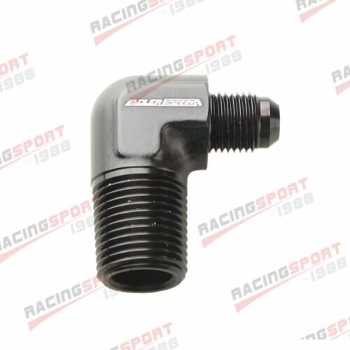 AN6 6AN AN-6 To 1/2" NPT 90 Degree Male Aluminum Fitting Adapter Black