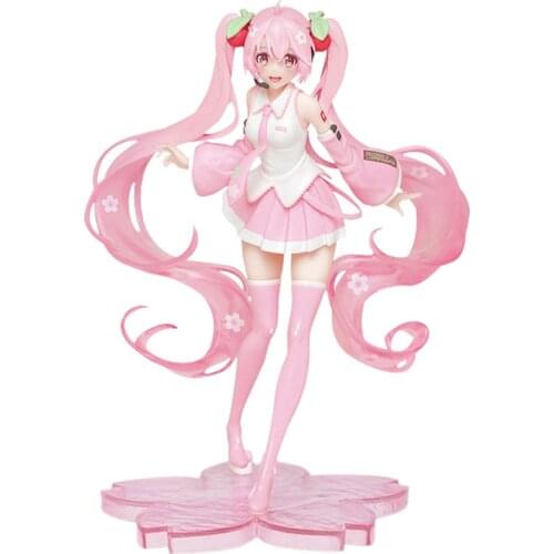 24CM Anime Miku Hatsune Pink Sakura Ghost Miku PVC Action Figures Girls Model Toys Cartoon Character Model Ornaments in bags