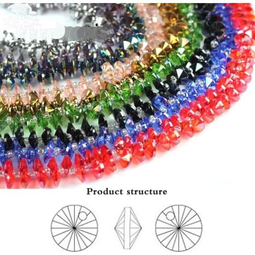 8mm 100pcs/lot Crystal Beads Round Side Hole Flying Saucer UFO Satellite Drill Loose Beads For DIY Jewelry Making Accessories