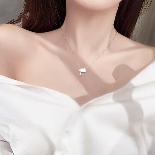 White Cloud Shell Cubic Zirconia Gold Silver Color Sweater Clavicle Chain Necklace For Women Luxury Dainty Jewelry