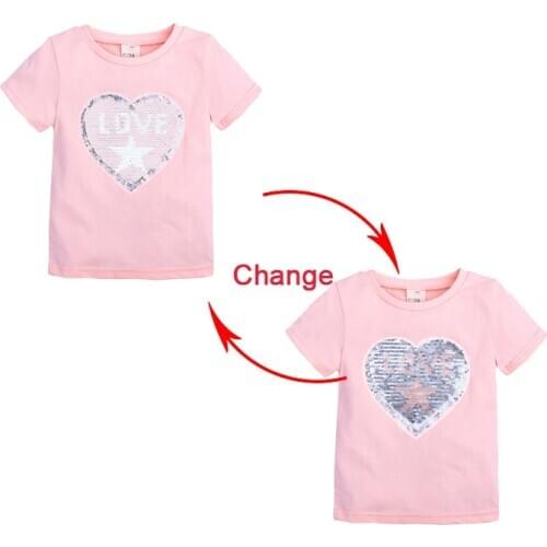 Sequins Childrens Boys T Shirt Baby Cotton Clothing Summer T-shirt Kids Cartoon Change pattern Top Tee 2-8 Yrs
