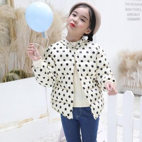 Clothing for Sweet Girls Childrens Winter Down Jackets Fashion Polka Dots Thickened Warm Coat for 6-12Y Teens Girls Kids Coats