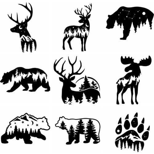 FD648 Ins Style Bear Deer Moon Star Animal Car Stickers Ussr Waterproof Self-Adhesive Removable Car Sticker Scratch Cover Decal