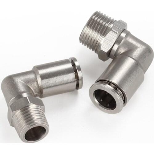 10PCS Pneumatic Fittings PL6-M5 PL6-02 Plastic Hose Pneumatic Connect Trachea Right-angle Elbow Male Thread Copper Nickel Plated