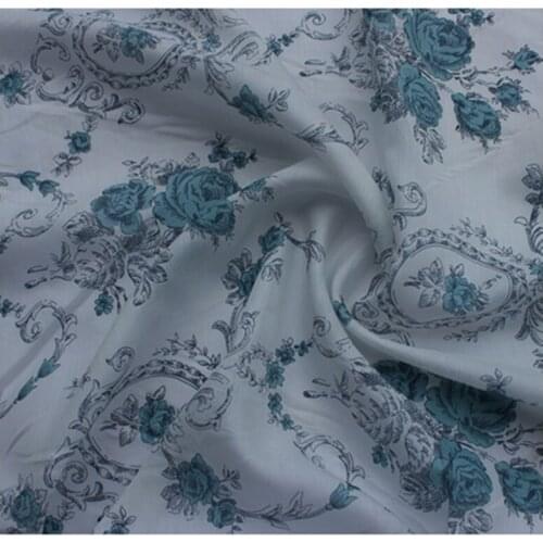 Customized Summer New Fresh Flowers Silk Cotton Fabric Thin Transparent Mulberry Silk Shirt Dress Scarf Handmade Diy Sewing B17