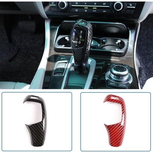 LHD and RHD For BMW F20 F30 F31 F34 X5 F15 X6 F16 X3 F25 X4 F26 F10 ABS Carbon Fiber Red Car Gear Shift Head Trim